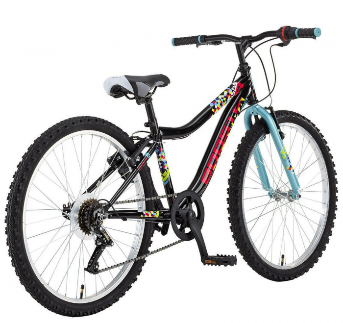 Bicicleta MTB-HT 24" POLAR Booster Plasma 240, cadru otel 9.5", frane V-Brake, 6 viteze, negru/albastru [2]