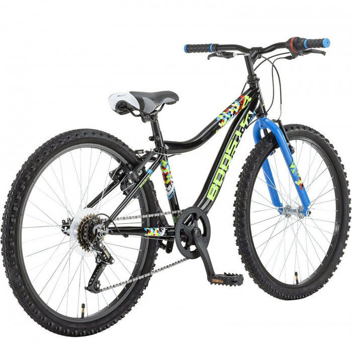 Bicicleta MTB-HT 24" POLAR Booster Plasma 240, cadru otel 9.5", frane V-Brake, 6 viteze, negru/albastru [2]
