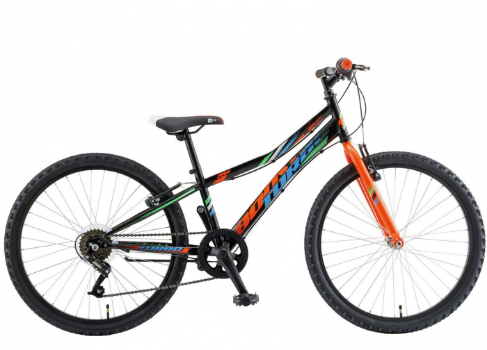 Bicicleta MTB-HT 24" POLAR Booster Turbo 240, cadru otel 11.5", frane V-Brake, 6 viteze, negru/verde [2]