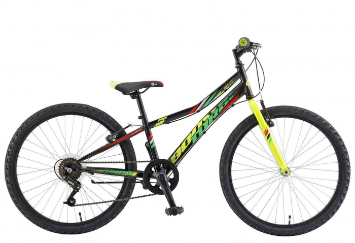 Bicicleta MTB-HT 24" POLAR Booster Turbo 240, cadru otel 11.5", frane V-Brake, 6 viteze, negru/verde [2]