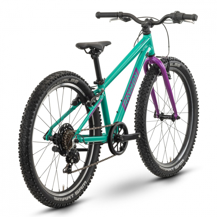 Bicicleta MTB-HT 24" RAYMON Yanga 24, cadru aluminiu 12", manete revoshift, frane V-Brake, 7 viteze, verde/violet [3]