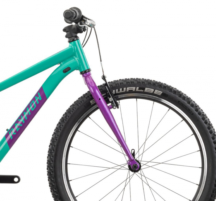 Bicicleta MTB-HT 24" RAYMON Yanga 24, cadru aluminiu 12", manete revoshift, frane V-Brake, 7 viteze, verde/violet [4]