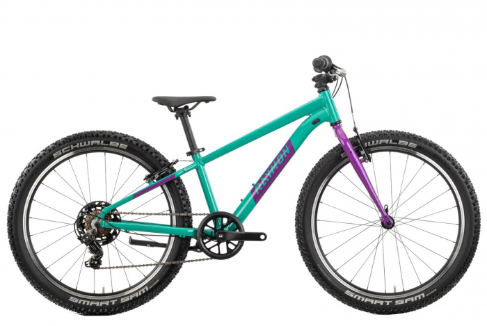 Bicicleta MTB-HT 24" RAYMON Yanga 24, cadru aluminiu 12", manete revoshift, frane V-Brake, 7 viteze, verde/violet [2]