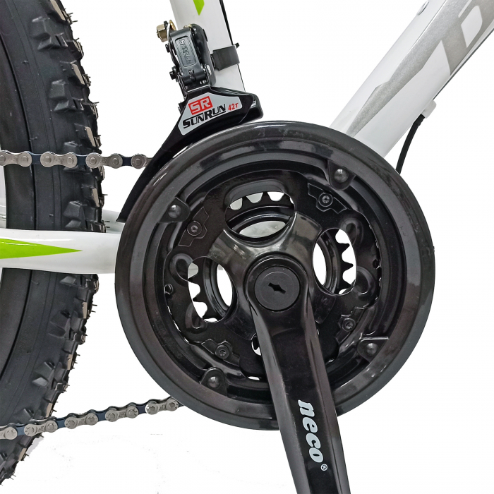Bicicleta MTB-HT 26" BR One cadru otel 17", frane disc, manete secventiale, 21 viteze, alb/verde [8]