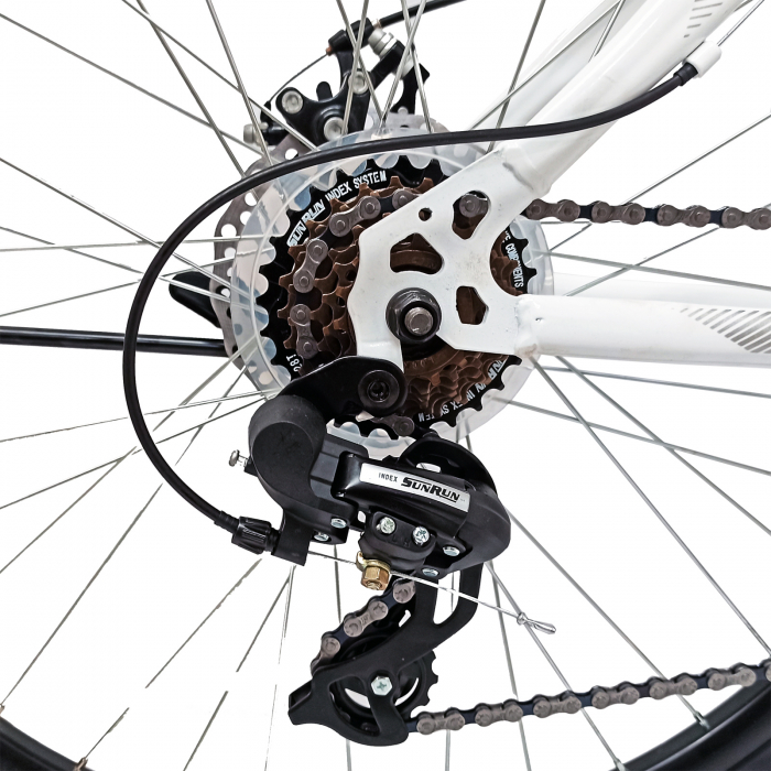 Bicicleta MTB-HT 26" BR One cadru otel 17", frane disc, manete secventiale, 21 viteze, alb/verde [9]