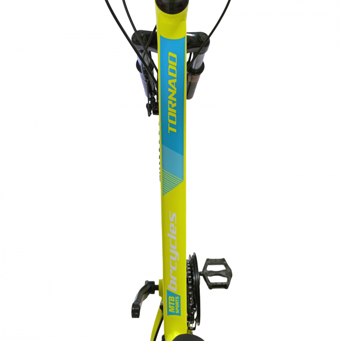 Bicicleta MTB-HT 24" BR Tornado, cadru aluminiu 13", manete secventiale, frane disc, 21 viteze, galben fluo mat [15]