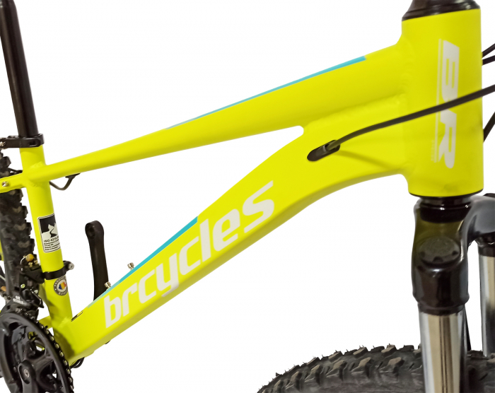 Bicicleta MTB-HT 24" BR Tornado, cadru aluminiu 13", manete secventiale, frane disc, 21 viteze, galben fluo mat [19]