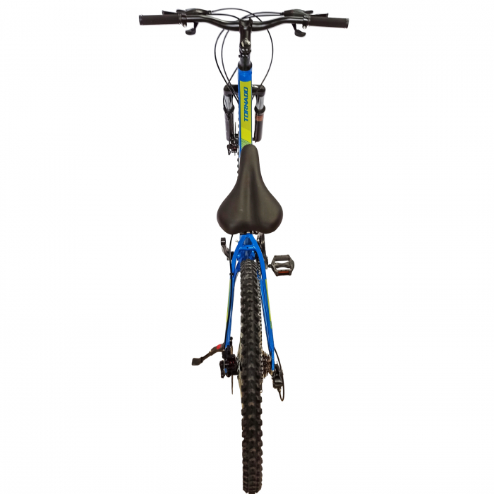 Bicicleta MTB-HT 24" BR Tornado, cadru aluminiu 13", manete secventiale, frane disc, 21 viteze, albastru/galben lucios [4]