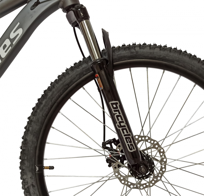 Bicicleta MTB-HT 24" BR Tornado, cadru aluminiu 13.5", manete secventiale, frane disc, 21 viteze, gri/negru mat [5]