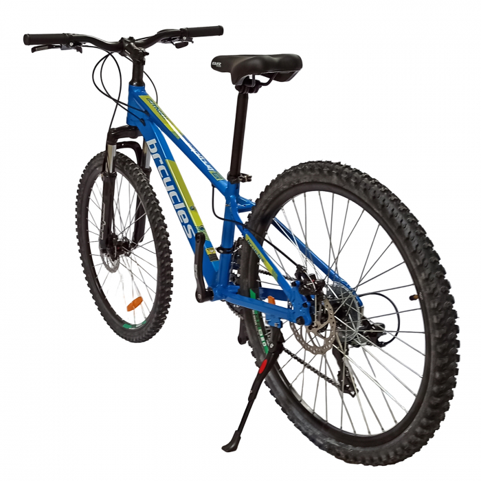 Bicicleta MTB-HT 24" BR Tornado, cadru aluminiu 13", manete secventiale, frane disc, 21 viteze, albastru/galben lucios [3]