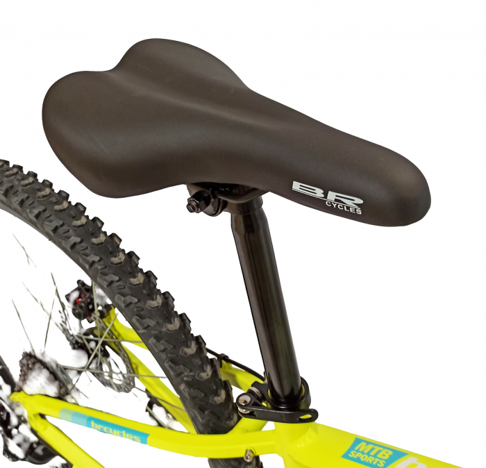 Bicicleta MTB-HT 24" BR Tornado, cadru aluminiu 13", manete secventiale, frane disc, 21 viteze, galben fluo mat [14]