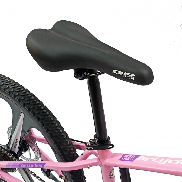 Bicicleta MTB-HT 24" BR Tornado, cadru aluminiu 13", manete secventiale, frane disc, 21 viteze, roz/violet lucios [13]