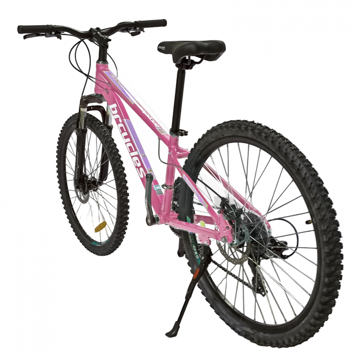 Bicicleta MTB-HT 24" BR Tornado, cadru aluminiu 13", manete secventiale, frane disc, 21 viteze, roz/violet lucios [3]
