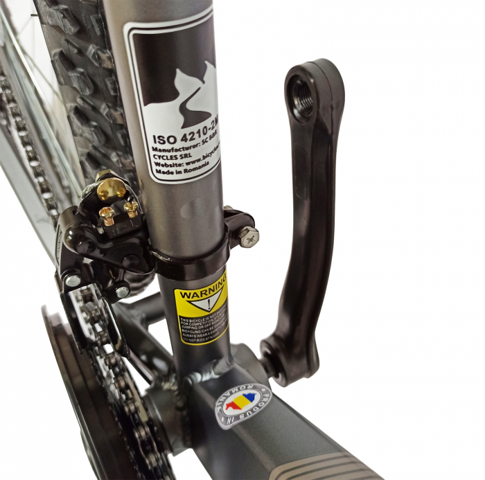 Bicicleta MTB-HT 24" BR Tornado, cadru aluminiu 13.5", manete secventiale, frane disc, 21 viteze, gri/negru mat [17]