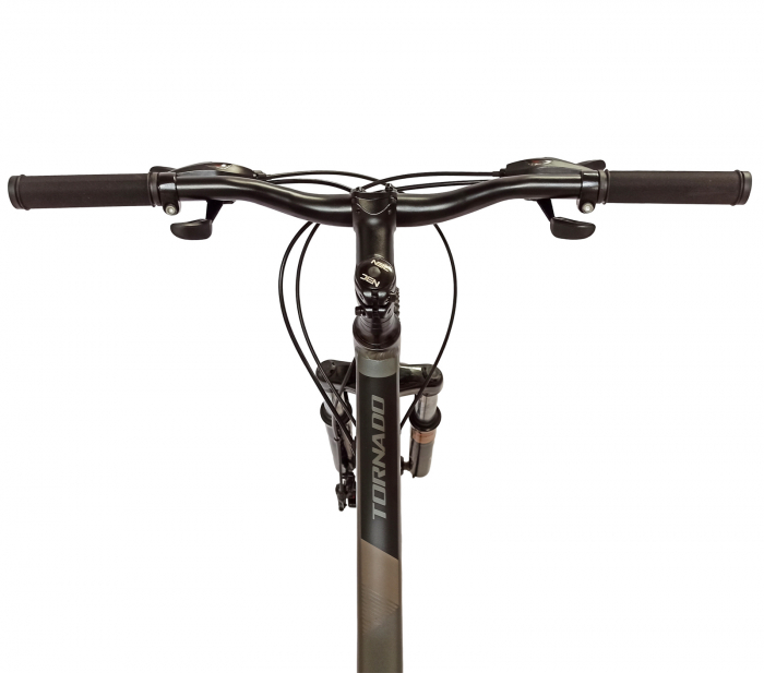 Bicicleta MTB-HT 24" BR Tornado, cadru aluminiu 13.5", manete secventiale, frane disc, 21 viteze, gri/negru mat [8]