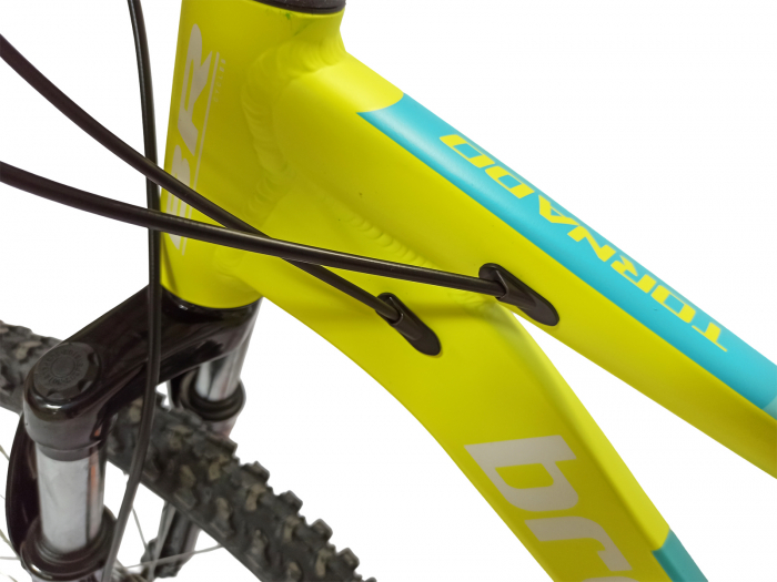 Bicicleta MTB-HT 24" BR Tornado, cadru aluminiu 13", manete secventiale, frane disc, 21 viteze, galben fluo mat [18]