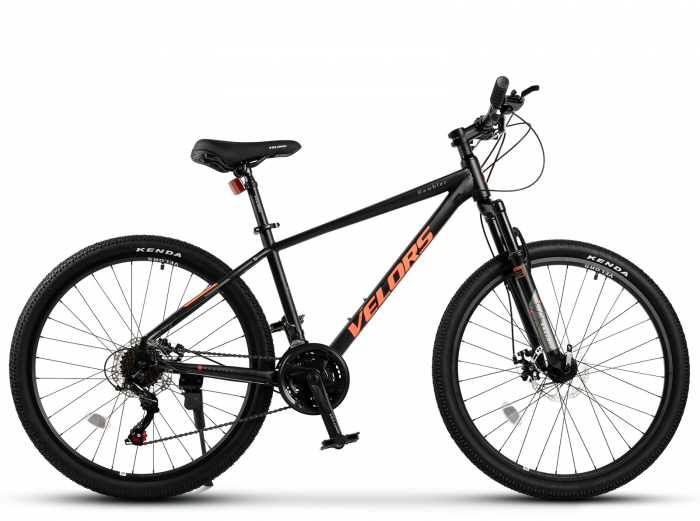 Bicicleta MTB-HT 26" VELORS Rambler, cadru otel 17", manete secventiale, frane disc, 21 viteze, negru/portocaliu [2]