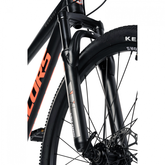 Bicicleta MTB-HT 26" VELORS Rambler, cadru otel 17", manete secventiale, frane disc, 21 viteze, negru/portocaliu [4]