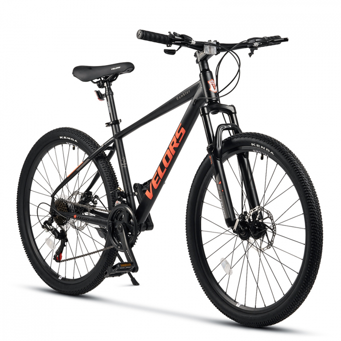 Bicicleta MTB-HT 26" VELORS Rambler, cadru otel 17", manete secventiale, frane disc, 21 viteze, negru/portocaliu [1]