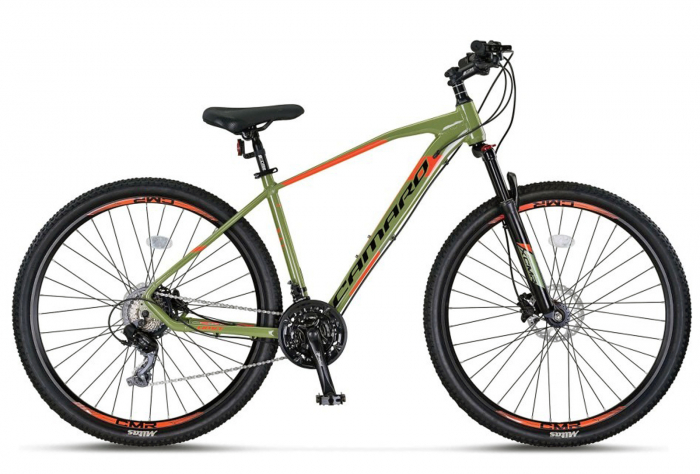 Bicicleta MTB-HT 27.5" UMIT Camaro 2D, cadru aluminiu 20", frane disc, 21 viteze, verde/portocaliu [1]