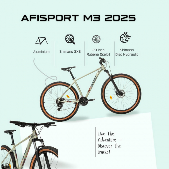 Bicicleta MTB-HT 29" AFISPORT M3, cadru aluminiu, manete secventiale, frane hidraulice, 24 viteze [9]