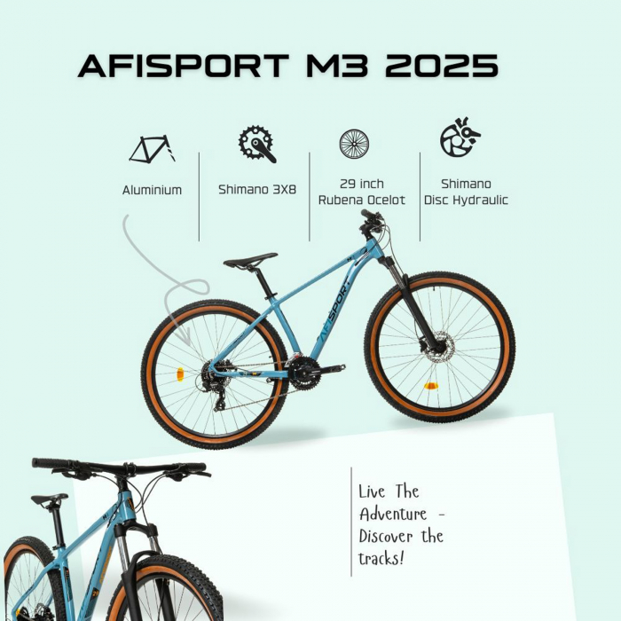 Bicicleta MTB-HT 29" AFISPORT M3, cadru aluminiu, manete secventiale, frane hidraulice, 24 viteze [12]