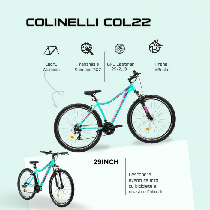 Bicicleta MTB-HT 29" COLINELLI 2922, cadru aluminiu, manete secventiale, frane V-Brake, 21 viteze [10]