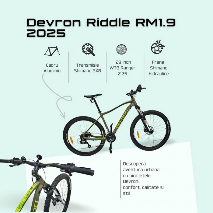 Bicicleta MTB-HT 29" DEVRON Riddle RM1.9, cadru aluminiu, manete secventiale, frane hidraulice, 24 viteze [7]