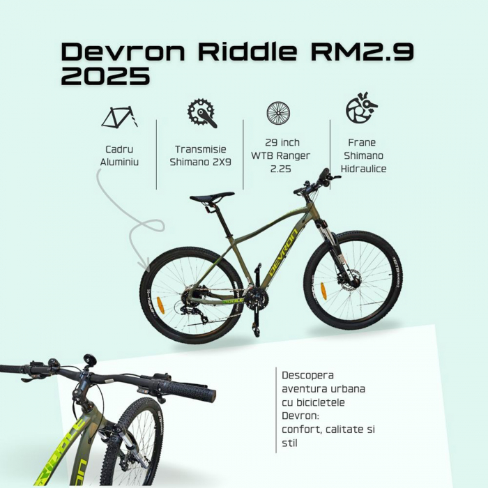 Bicicleta MTB-HT 29" DEVRON Riddle RM2.9, cadru aluminiu, manete secventiale, frane hidraulice, 18 viteze [8]