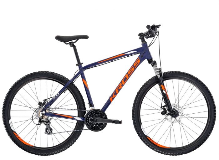 Bicicleta MTB-HT 27.5" KROSS Hexagon 3.0, cadru aluminiu 19", manete secventiale, frane disc, 21 viteze, albastru/portocaliu [2]