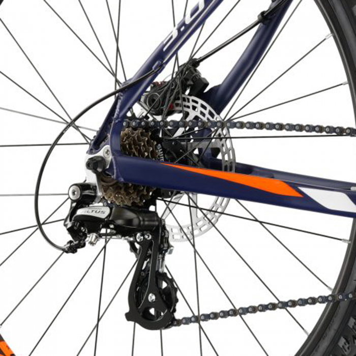 Bicicleta MTB-HT 27.5" KROSS Hexagon 3.0, cadru aluminiu 19", manete secventiale, frane disc, 21 viteze, albastru/portocaliu [10]