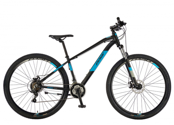 Bicicleta MTB-HT 29" POLAR Mirage Sport, cadru aluminiu 16.5", manete secventiale, frane disc, 21 viteze, negru/albastru [1]