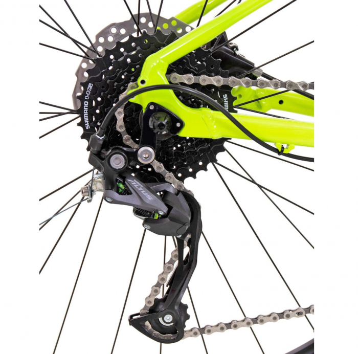 Bicicleta MTB-HT 29" ROCK MACHINE Torrent 20-29, cadru aluminiu 23", manete secventiale, frane hidraulice, 18 viteze, galben fluo/negru/albastru [4]