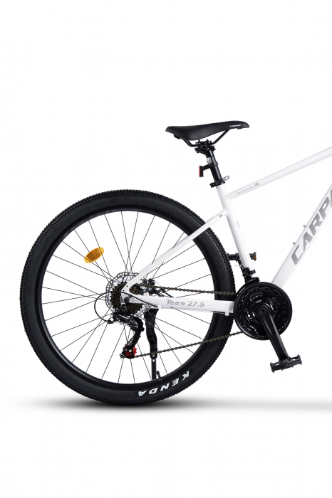 Bicicleta MTB-HT Carpat Pro Teen C26472A 26", Cadru Aluminiu, 21 Viteze, Echipare Shimano, Frane Disc Mecanice, Cabluri Integrate, Alb/gri [4]