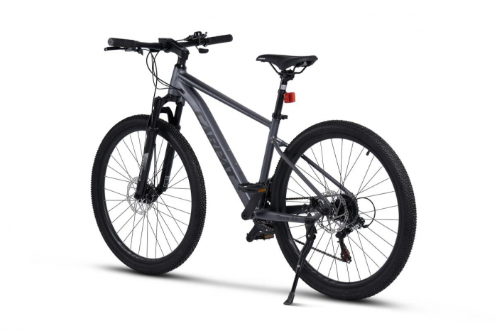 Bicicleta MTB-HT Carpat Pro Teen C26472A 26", Cadru Aluminiu, 21 Viteze, Echipare Shimano, Frane Disc Mecanice, Cabluri Integrate, Gri/Negru [2]