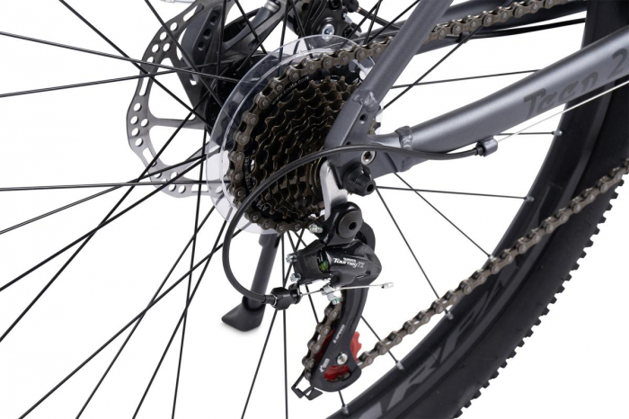 Bicicleta MTB-HT Carpat Pro Teen C26472A 26", Cadru Aluminiu, 21 Viteze, Echipare Shimano, Frane Disc Mecanice, Cabluri Integrate, Gri/Negru [7]