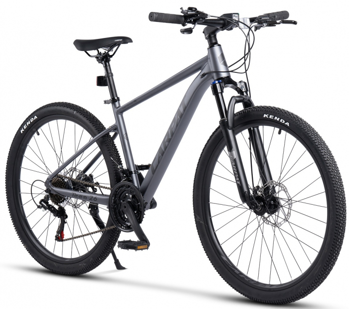Bicicleta MTB-HT Carpat Pro Teen C26472A 26", Cadru Aluminiu, 21 Viteze, Echipare Shimano, Frane Disc Mecanice, Cabluri Integrate, Gri/Negru [3]