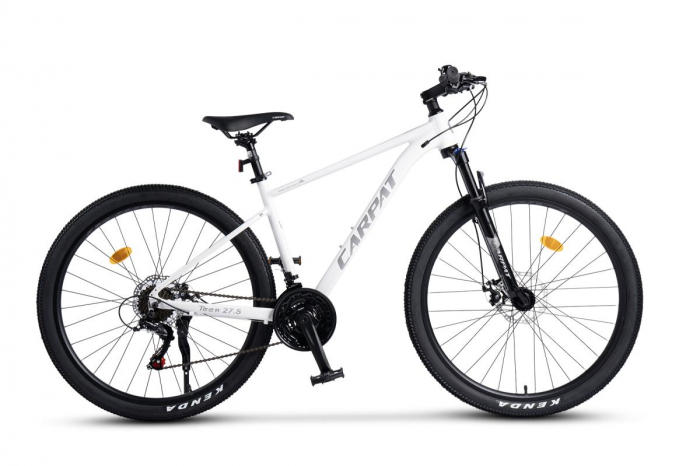 Bicicleta MTB-HT Carpat Pro Teen C27472A 27,5", Cadru Aluminiu, 21 Viteze, Echipare Shimano, Frane Disc Mecanice, Cabluri Integrate, Alb/gri [1]