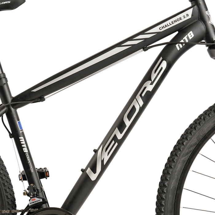 ﻿﻿Bicicleta MTB-HT 29" VELORS Challenge 2.9, cadru otel 18", manete secventiale, frane disc, 21 viteze, negru/gri [11]