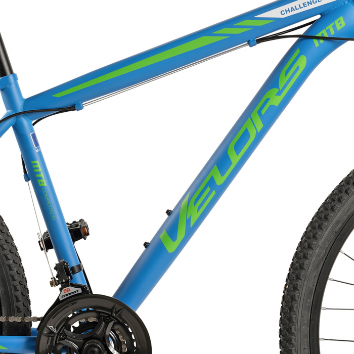 Bicicleta MTB-HT 26" VELORS Challenge 2.6, cadru otel 17", manete secventiale, frane disc, 21 viteze, albastru/verde [10]