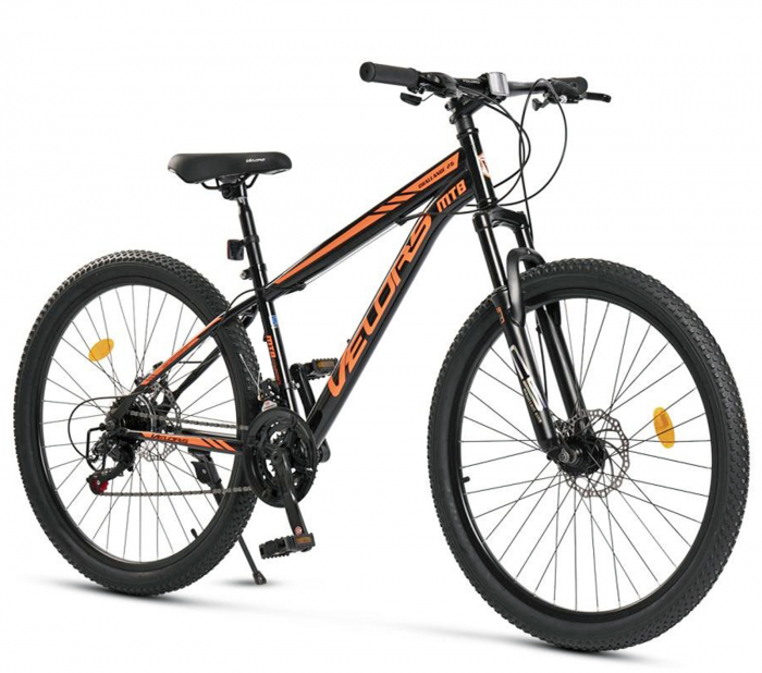 Bicicleta MTB-HT 26" VELORS Challenge 2.6, cadru otel 17", manete secventiale, frane disc, 21 viteze, negru/portocaliu [1]