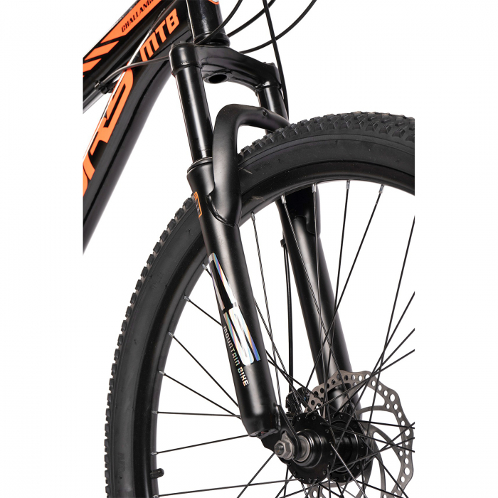 Bicicleta MTB-HT 26" VELORS Challenge 2.6, cadru otel 17", manete secventiale, frane disc, 21 viteze, negru/portocaliu [4]