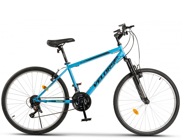 Bicicleta MTB-HT 26" VELORS Rockstar, cadru otel 17", manete index, frane V-Brake, 21 viteze, albastru [2]