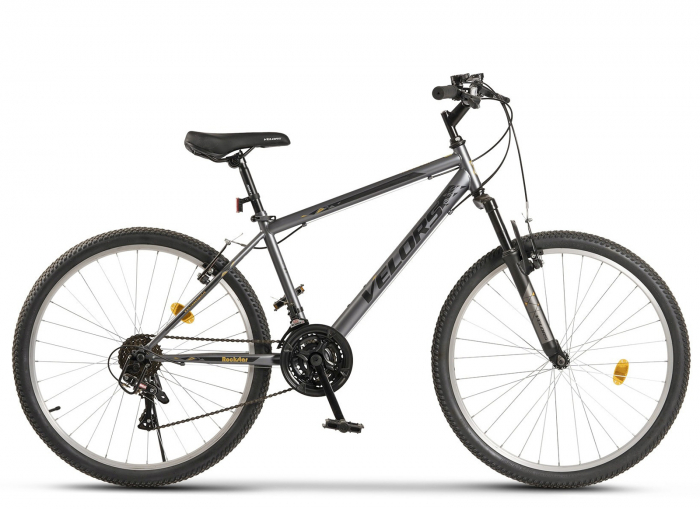 Bicicleta MTB-HT 26" VELORS Rockstar, cadru otel 17", manete index, frane V-Brake, 21 viteze, gri/negru [2]