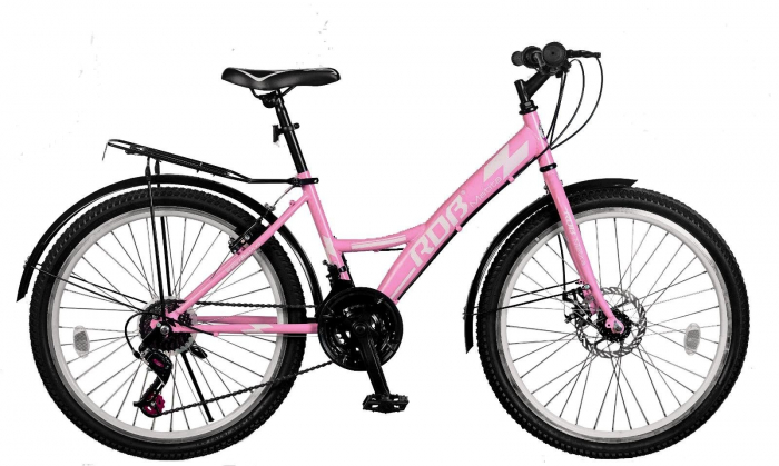 Bicicleta oras 24" RDB Matița, cadru otel 15", frane Disc/V-Brake, 21 viteze, roz [1]