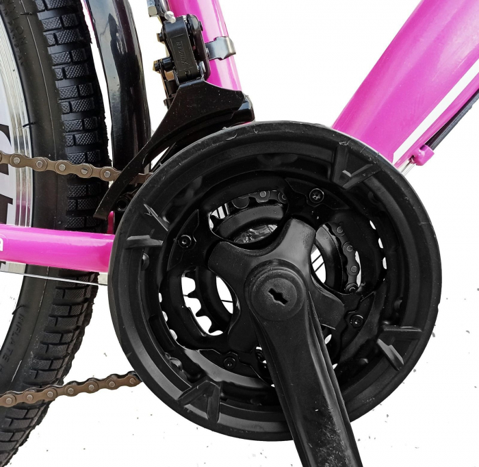 Bicicleta oras 24" RDB Matița, cadru otel 15", frane Disc/V-Brake, 21 viteze, roz [6]