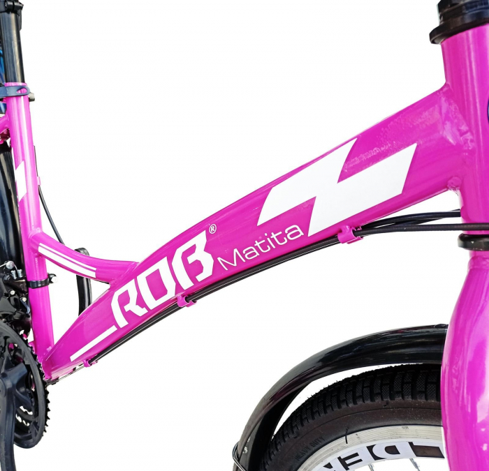 Bicicleta oras 24" RDB Matița, cadru otel 15", frane Disc/V-Brake, 21 viteze, roz [9]