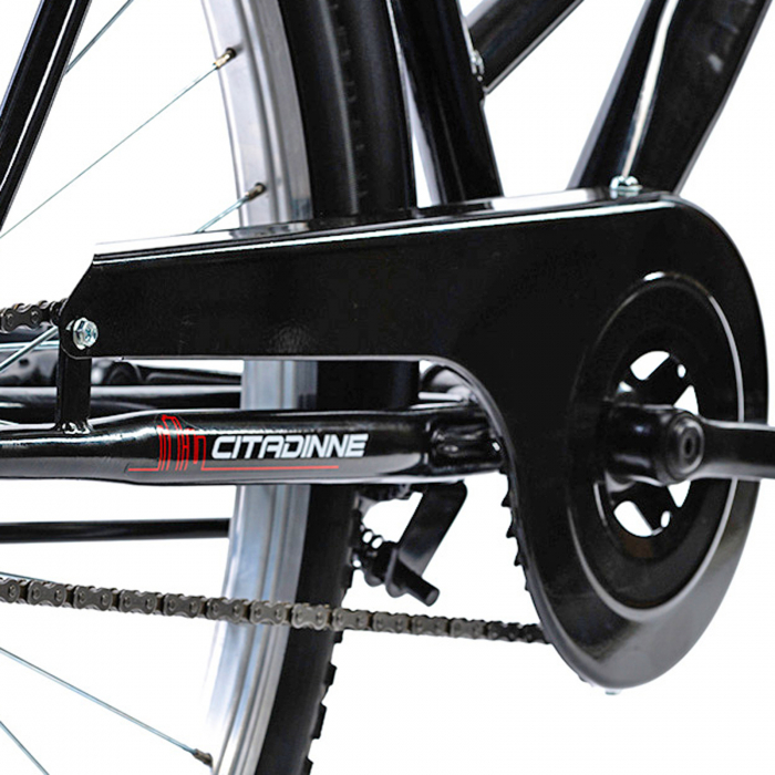 Bicicleta oras 28" CITADINNE 2812, cadru otel 20", frane V-Brake/torpedo, single speed, negru [5]