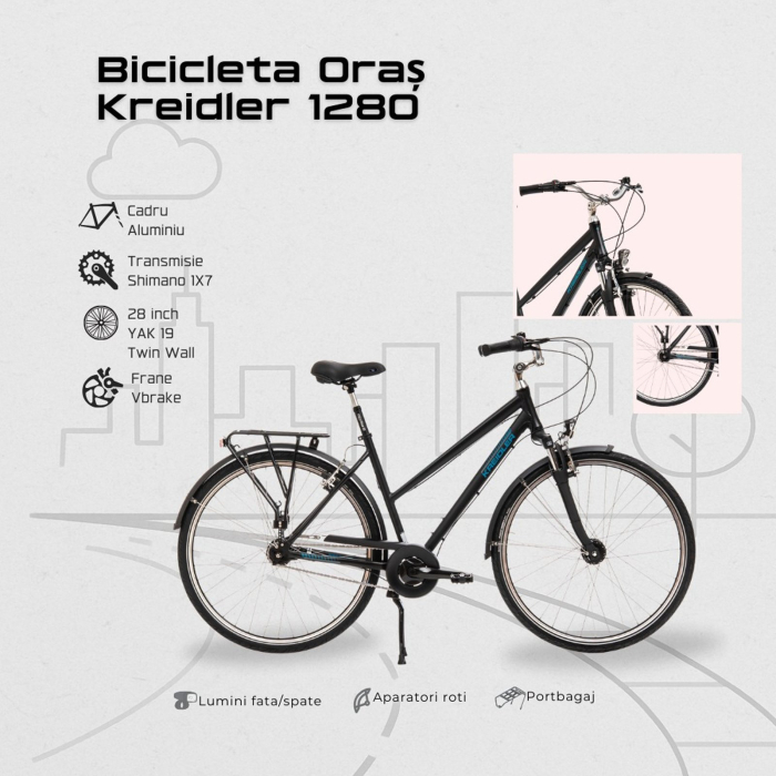 Bicicleta oras 28" KREIDLER Raise RT3 Lady, cadru aluminiu, manete revoshift, frane V-Brake, 7 viteze [13]