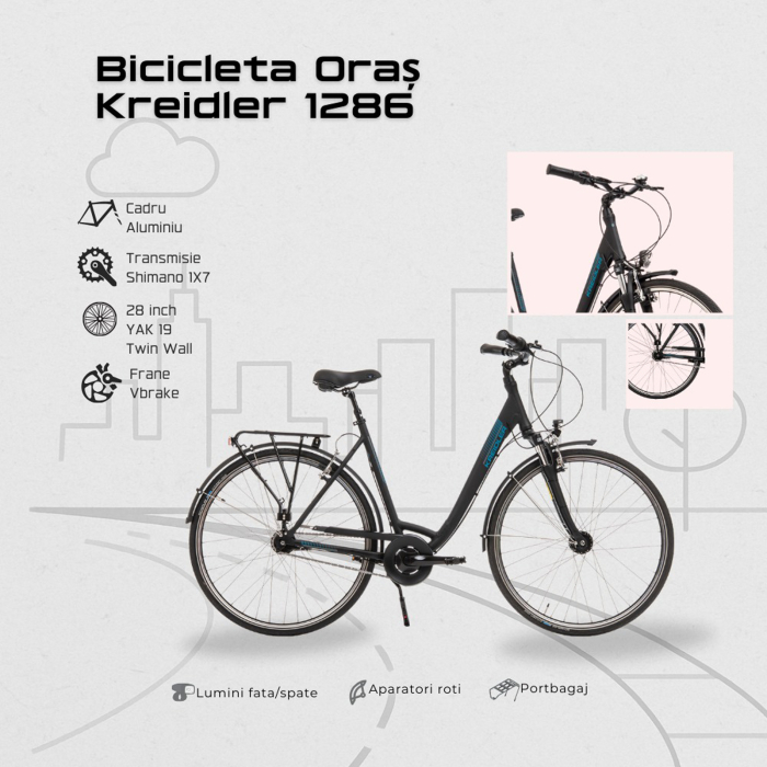 Bicicleta oras 28" KREIDLER Raise RT5 Lady, cadru aluminiu, manete revoshift, frane V-Brake, 7 viteze [15]